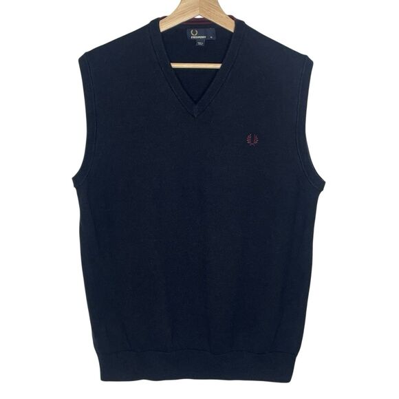 Fred Perry Sweater Vest Men’s XL Black Preppy - Picture 1 of 4